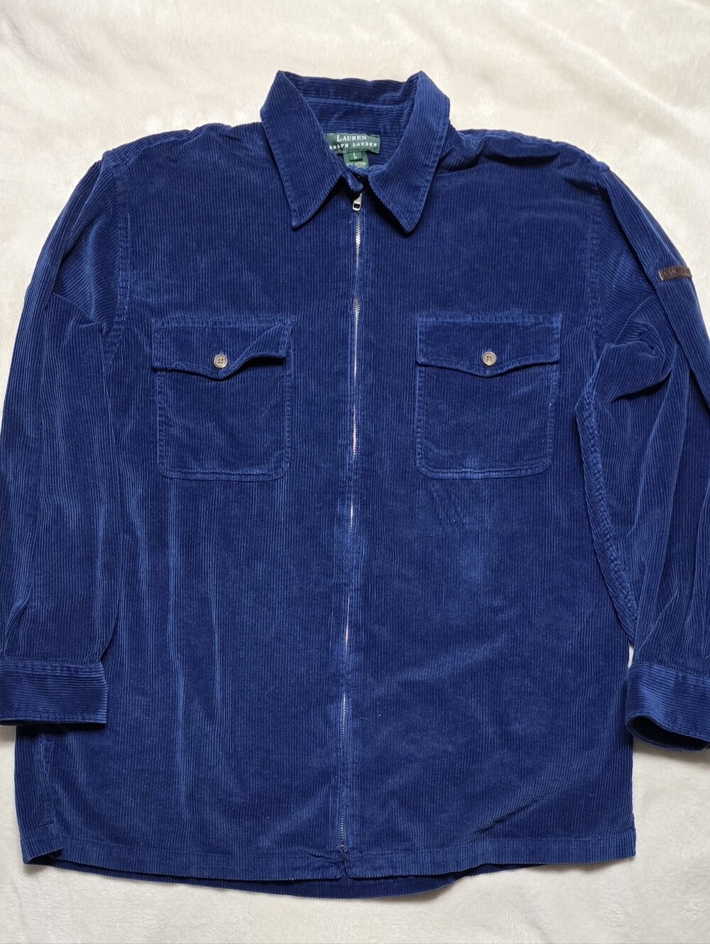 Vintage Lauren Ralph Lauren Women Blue Corduroy Jacket Full zip Size L
